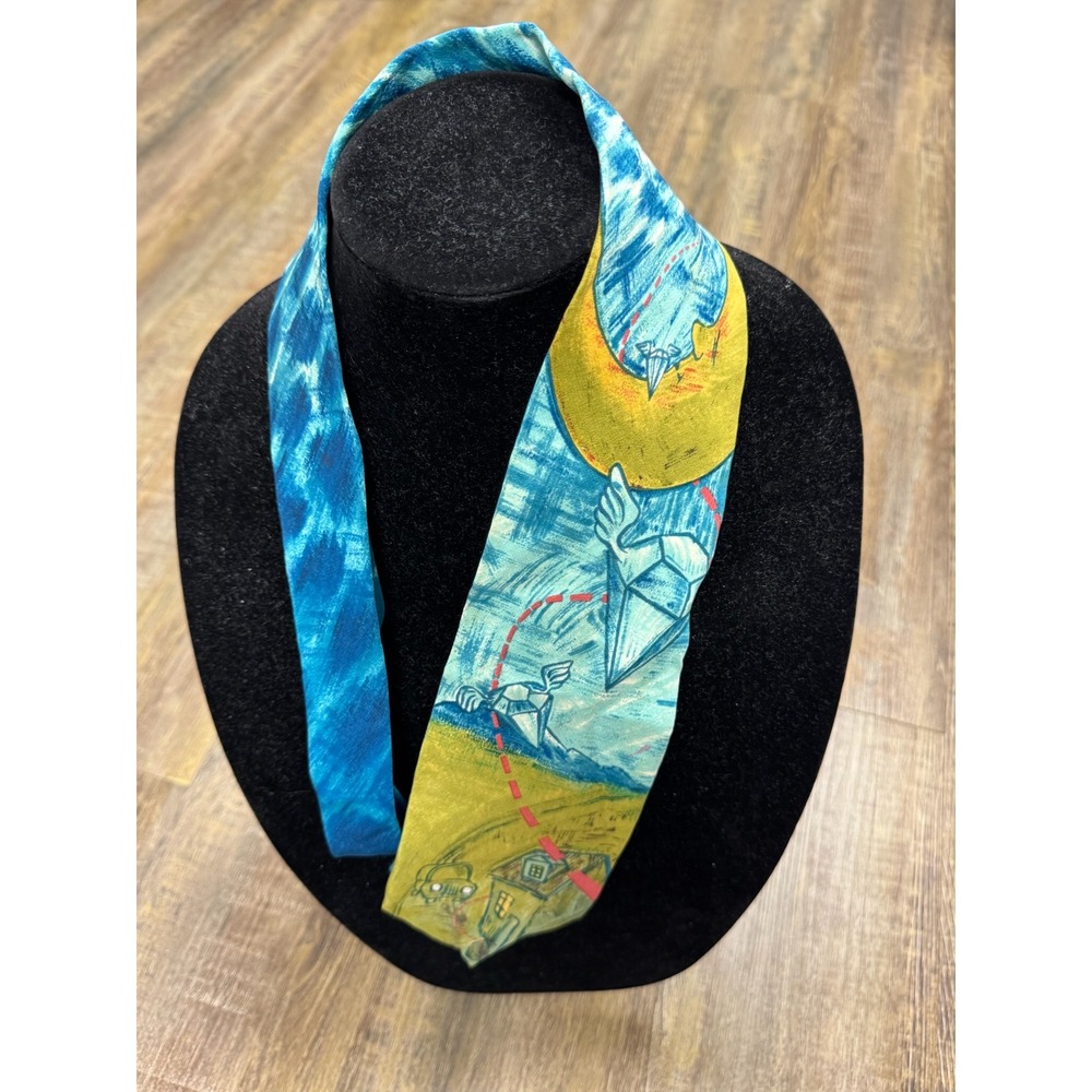 The Beatles Lucy in the Sky with‎ Diamonds Silk Tie Blue Green Surrealist Art